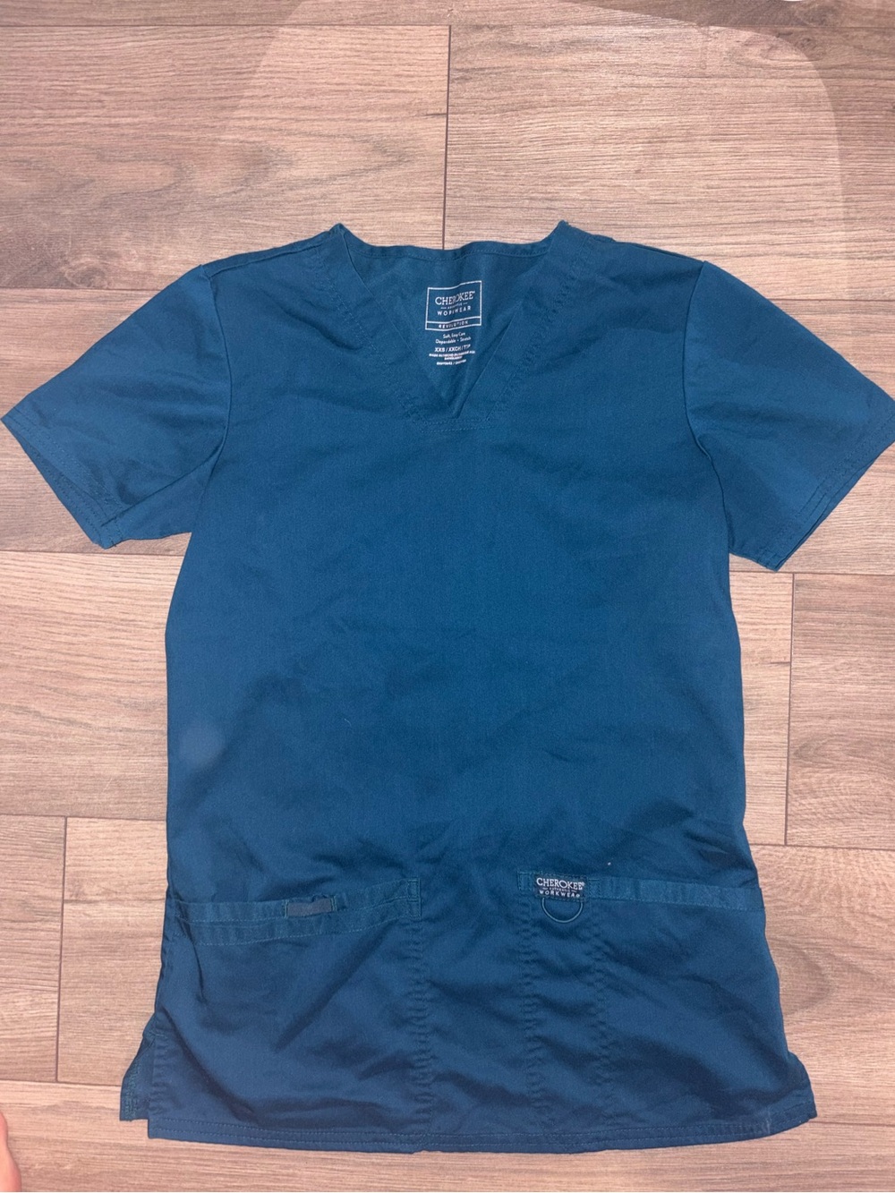 Cherokee Women’s Dark Blue V‑Neck Short Sleeve Scrub Top